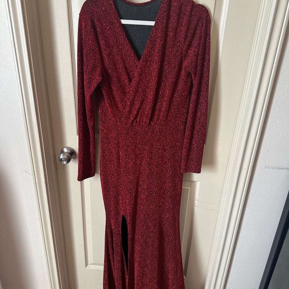 Elegant Red Long Sleeve Dress